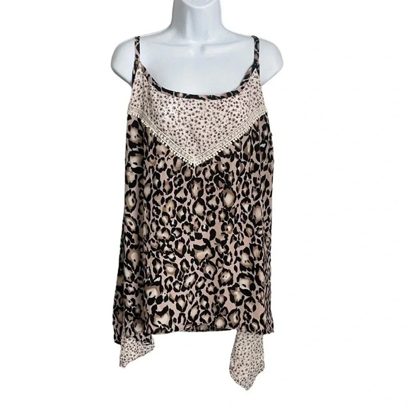 NWT Stoosh Plus Size Leopard Print Tank Top - 2X - Spaghetti Strap - Adjustable - Picture 1 of 6